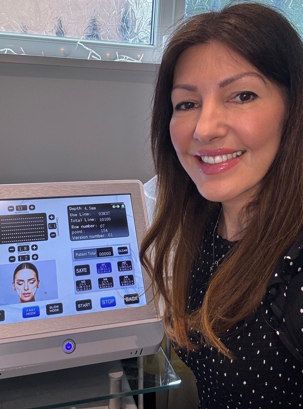 Melody Steel at ELM Aesthetics with HIFU treatment device